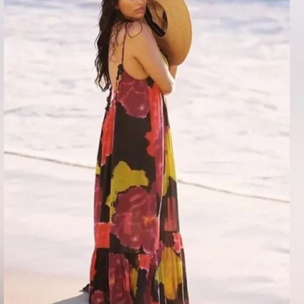 By Anthropologie Flounced Maxi Cover-Up Dress